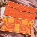 Maharani Panel Royal Orange Personalized Shagun Envelope