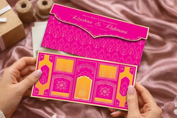 Maharani Panel Royal Pink Personalized Shagun Envelope