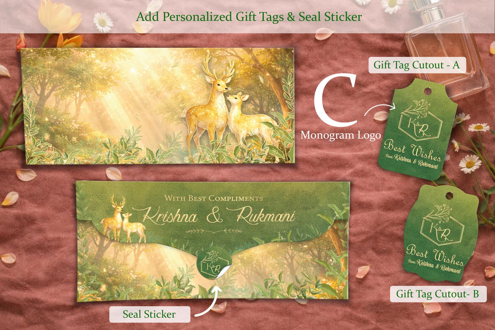 Van Vedic – Personalized Shagun Envelope with Gold Foil for Wedding & Festivals