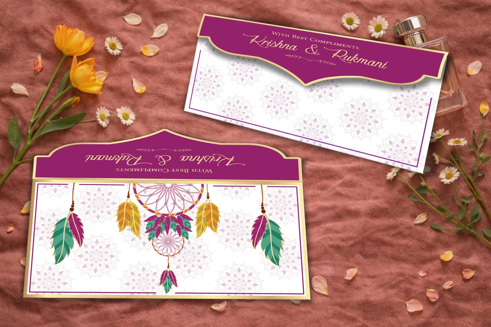 Dreamweave Luxe – Personalized Shagun Envelope with Gold Foil for Wedding & Festivals