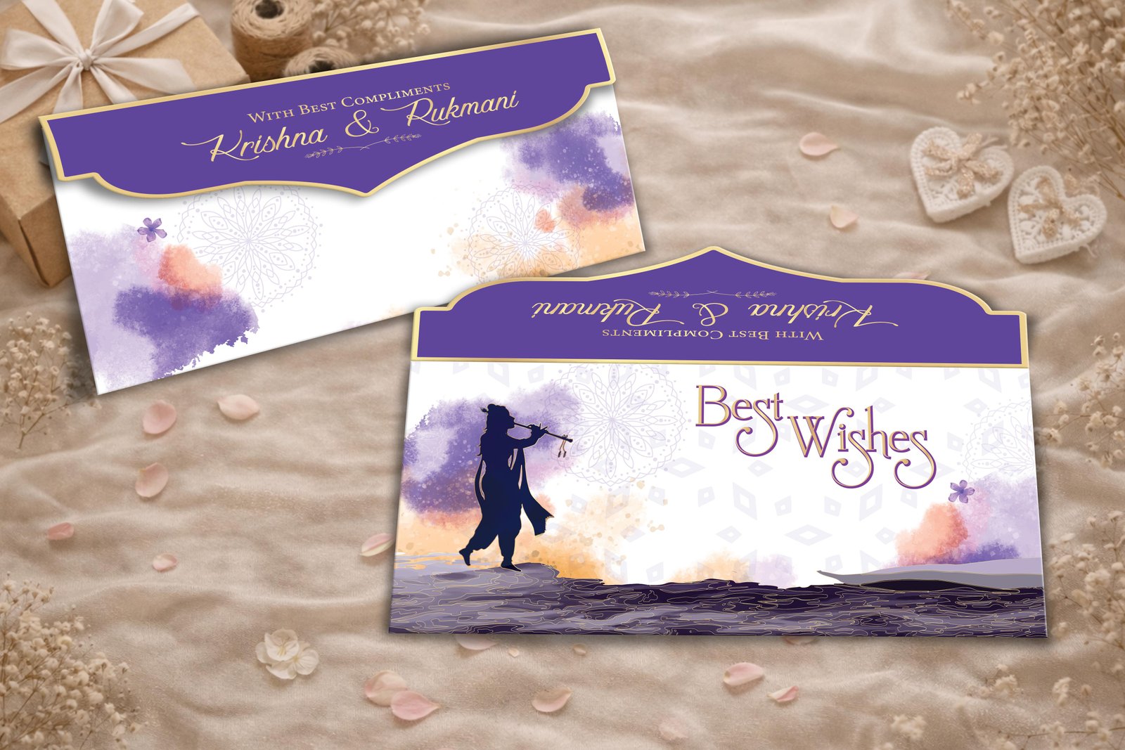 Murli Manohar 1 – Personalized Shagun Envelope with Gold Foil for Wedding & Festivals