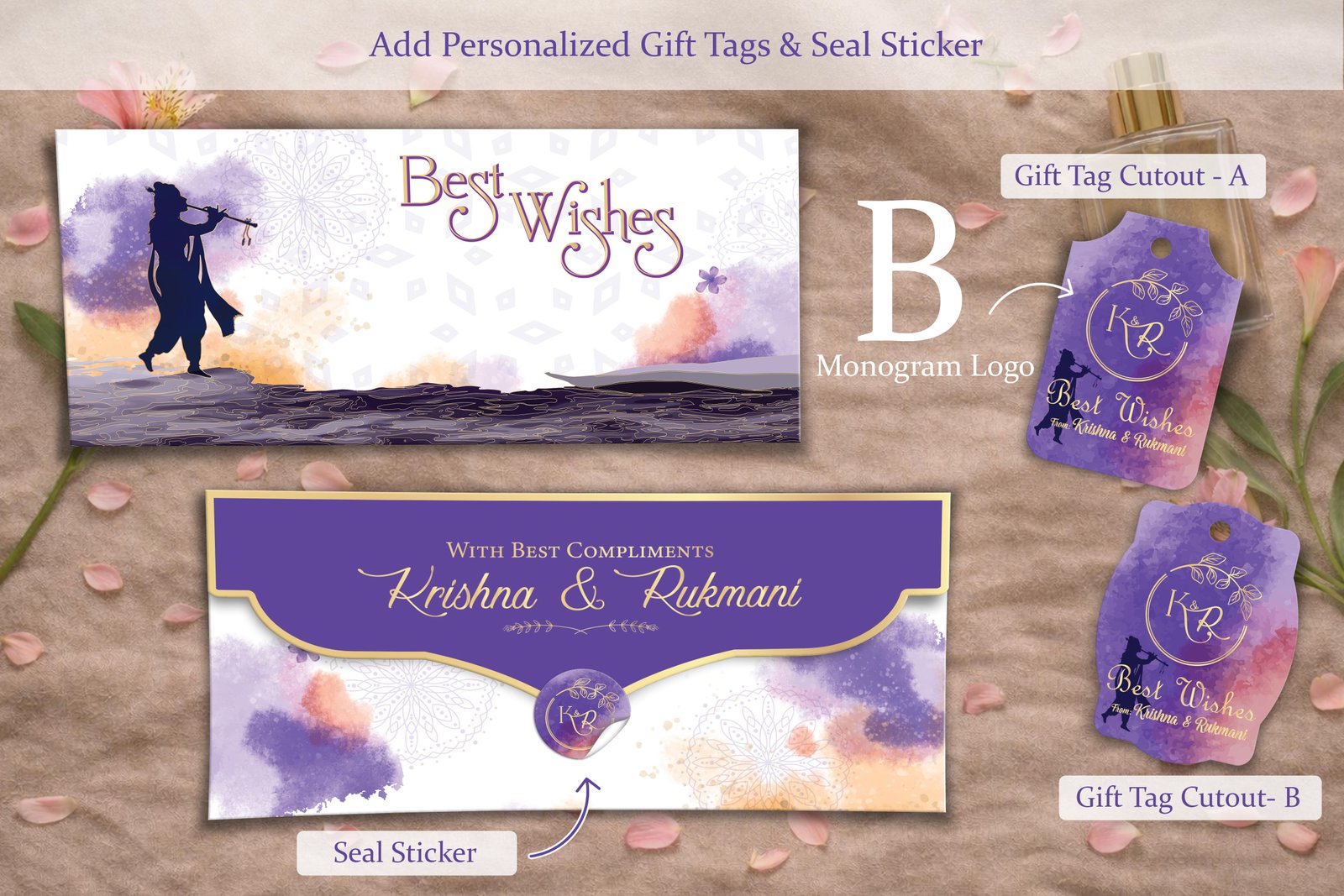 Murli Manohar 1 – Personalized Shagun Envelope with Gold Foil for Wedding & Festivals