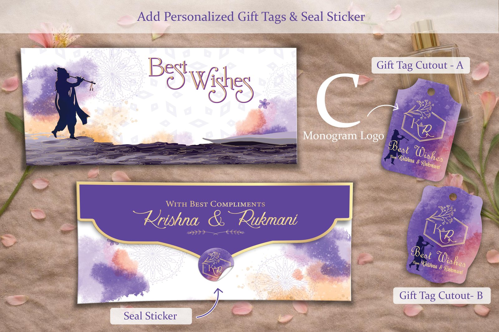 Murli Manohar 1 – Personalized Shagun Envelope with Gold Foil for Wedding & Festivals