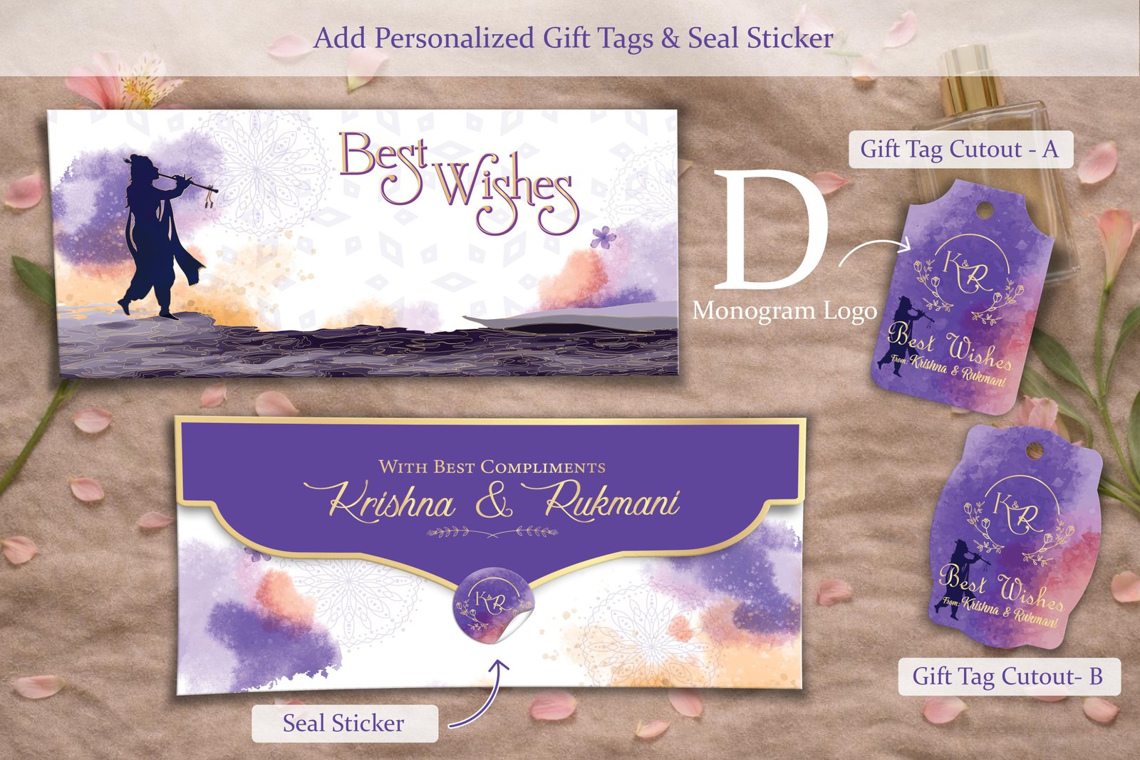 Murli Manohar 1 – Personalized Shagun Envelope with Gold Foil for Wedding & Festivals