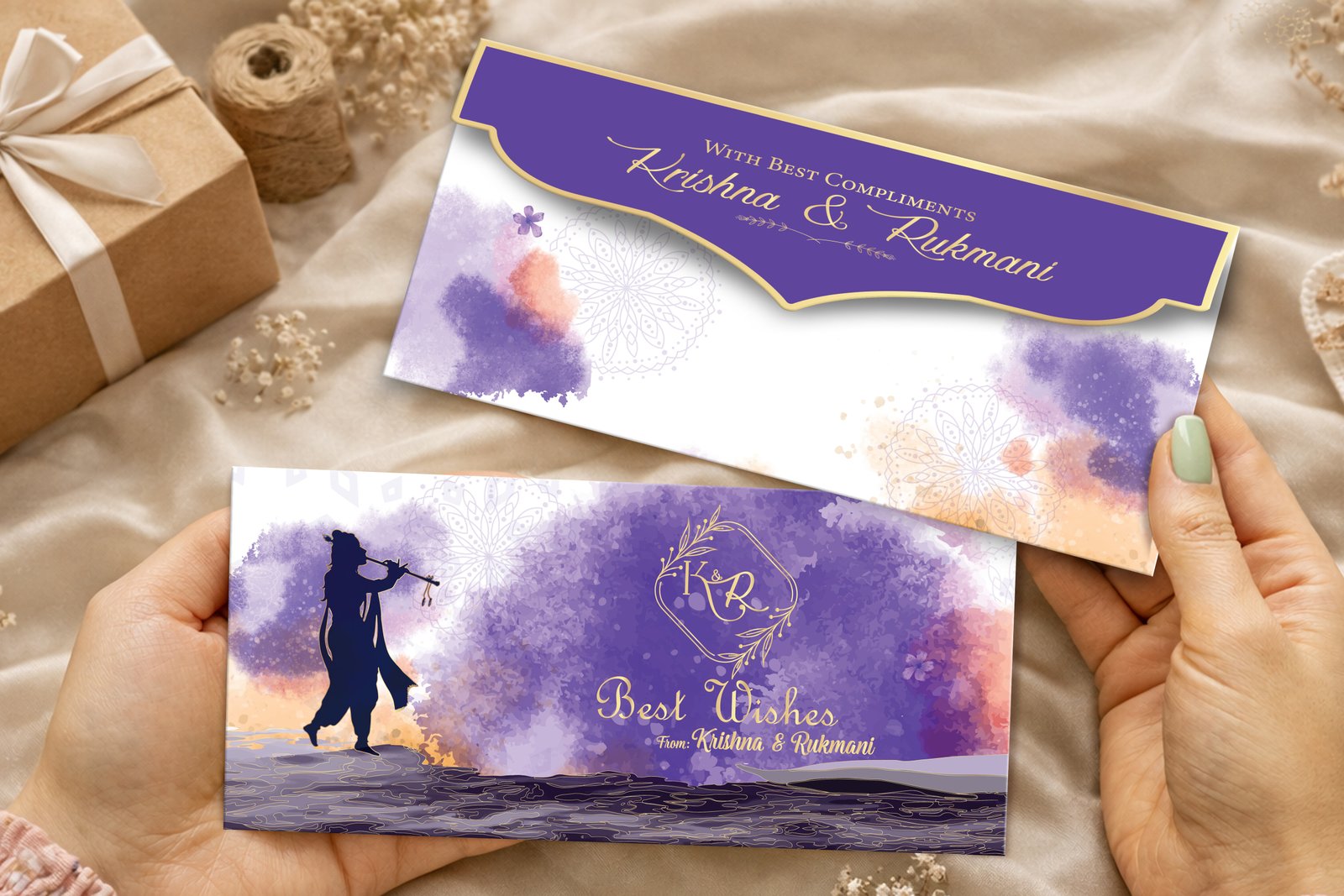 Murli Manohar 2 – Personalized Shagun Envelope with Gold Foil for Wedding & Festivals
