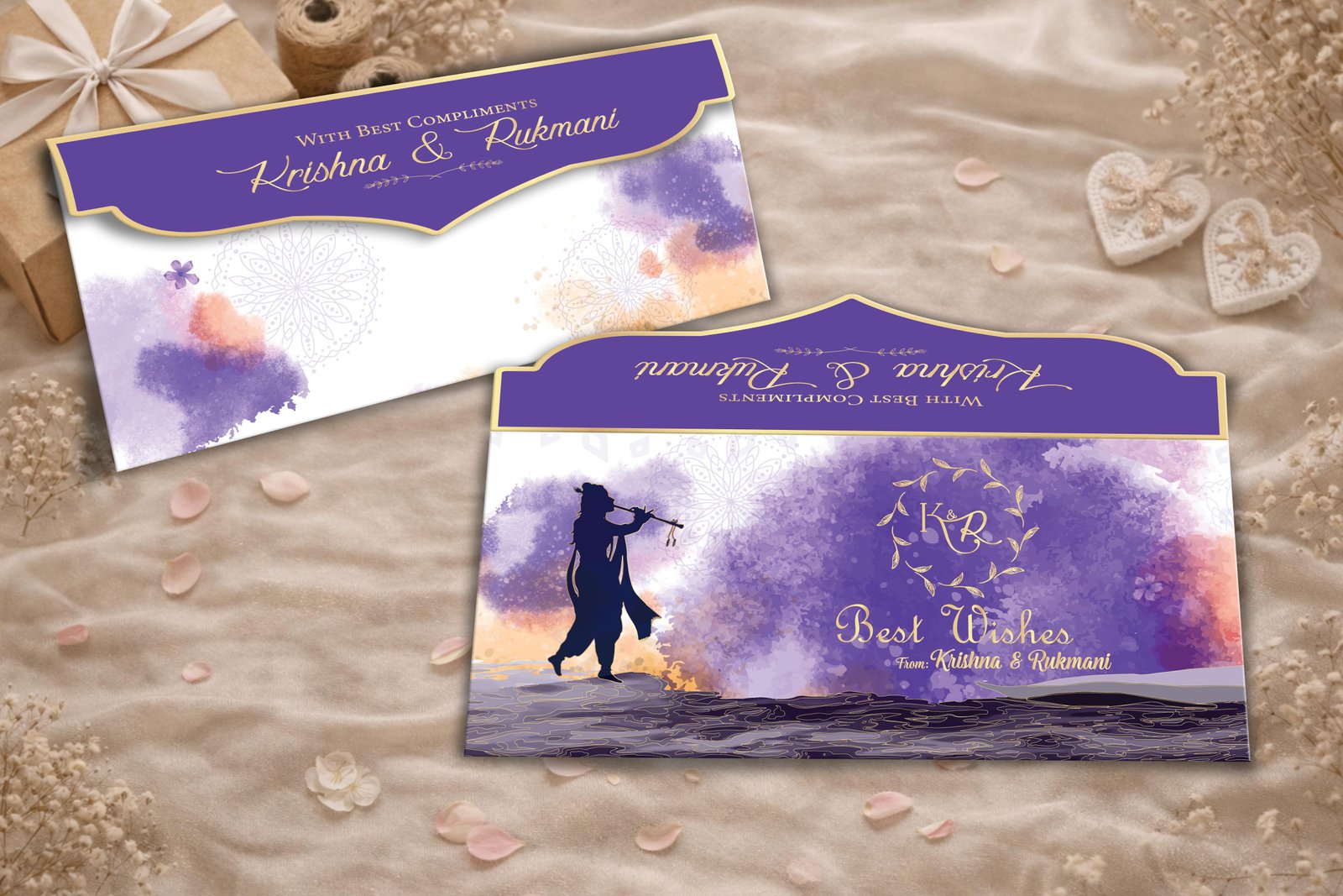 Murli Manohar 2 – Personalized Shagun Envelope with Gold Foil for Wedding & Festivals