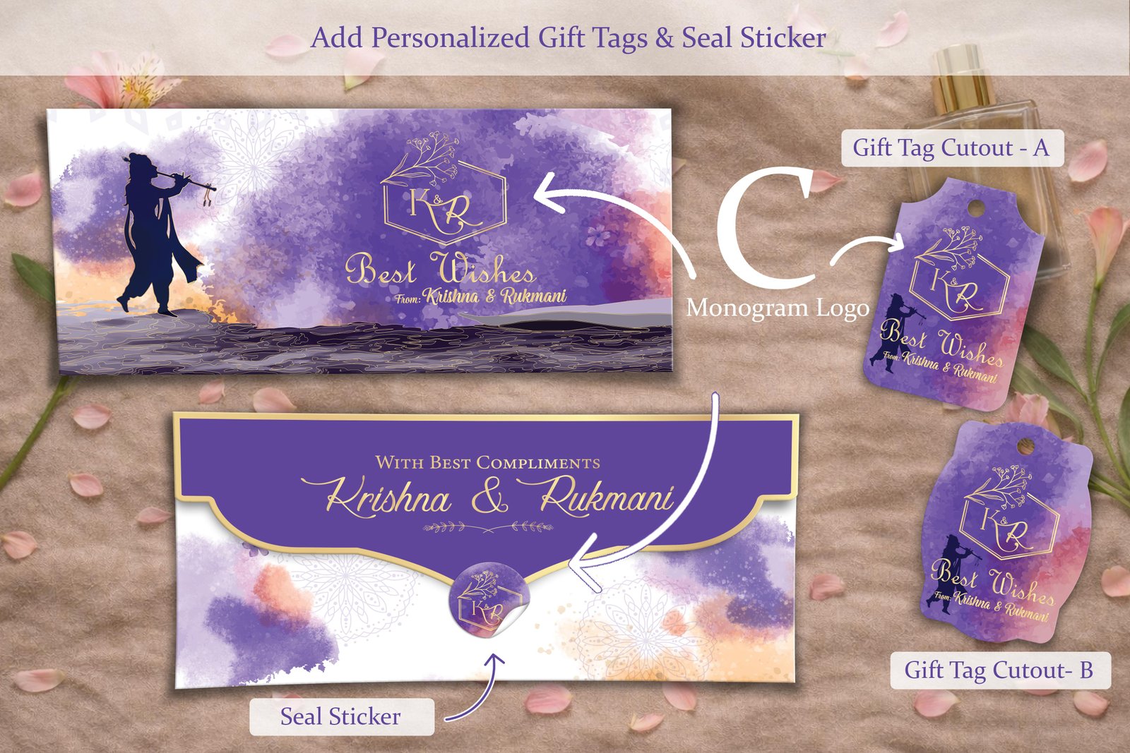 Murli Manohar 2 – Personalized Shagun Envelope with Gold Foil for Wedding & Festivals