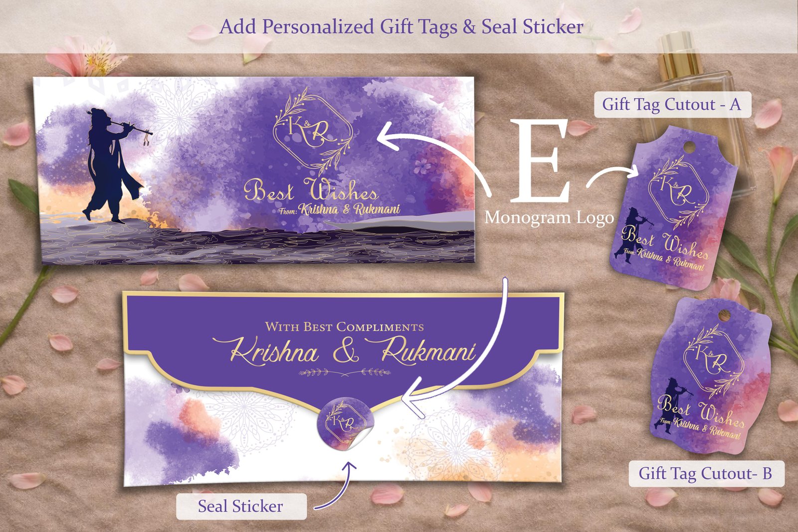 Murli Manohar 2 – Personalized Shagun Envelope with Gold Foil for Wedding & Festivals