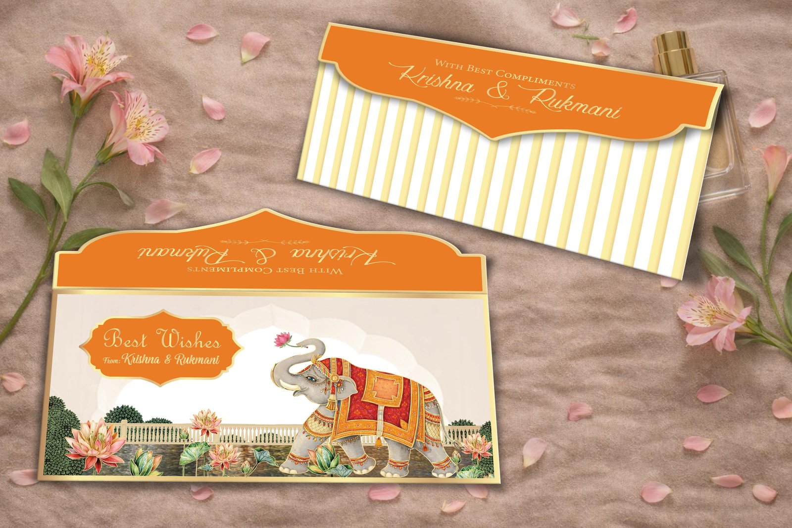 Mangalam Gajraj Classic – Personalized Shagun Envelope with Gold Foil for Wedding & Festivals