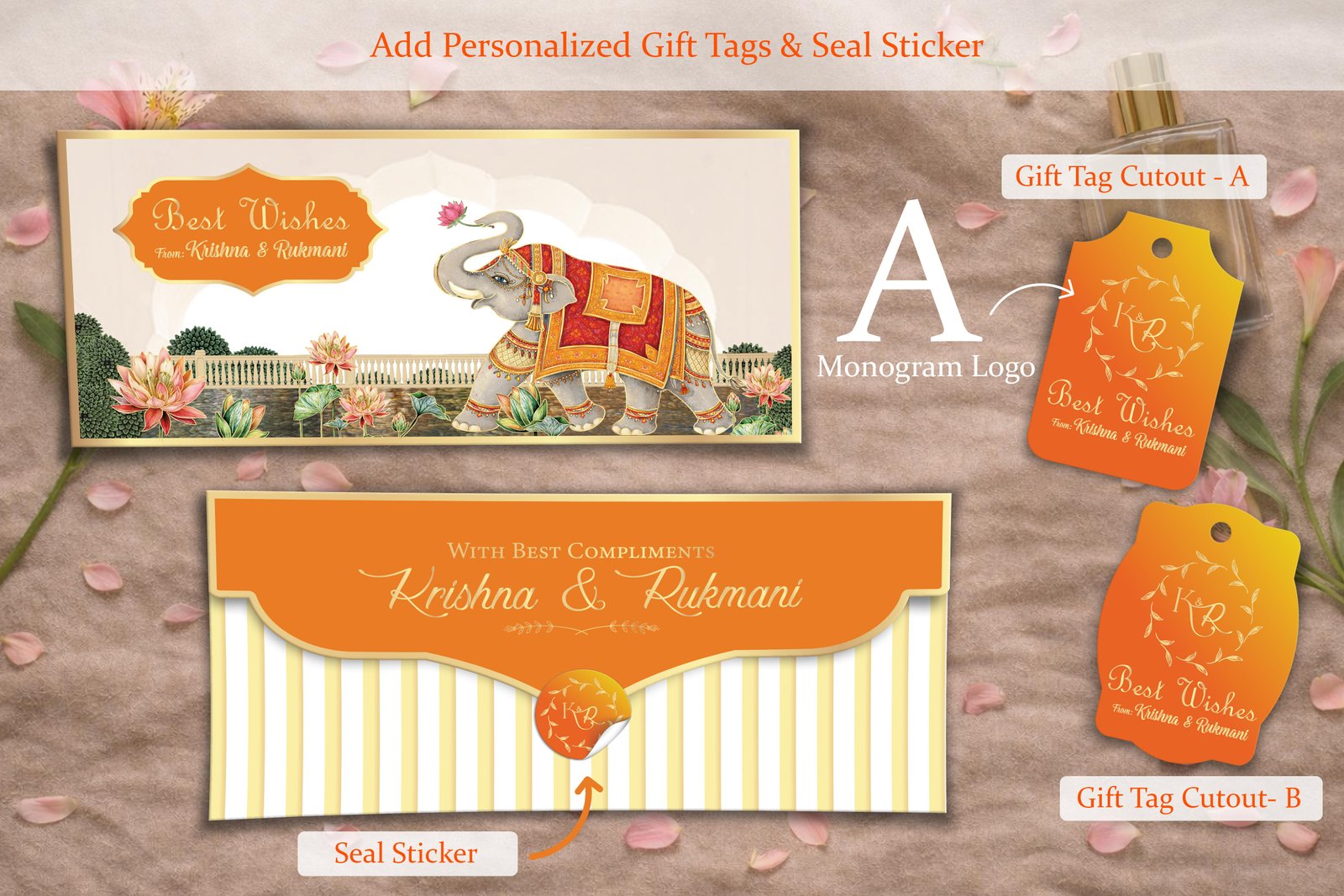 Mangalam Gajraj Classic – Personalized Shagun Envelope with Gold Foil for Wedding & Festivals