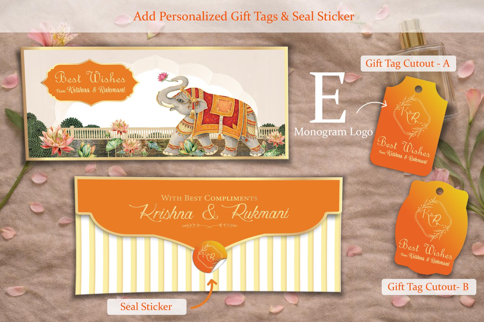 Mangalam Gajraj Classic – Personalized Shagun Envelope with Gold Foil for Wedding & Festivals