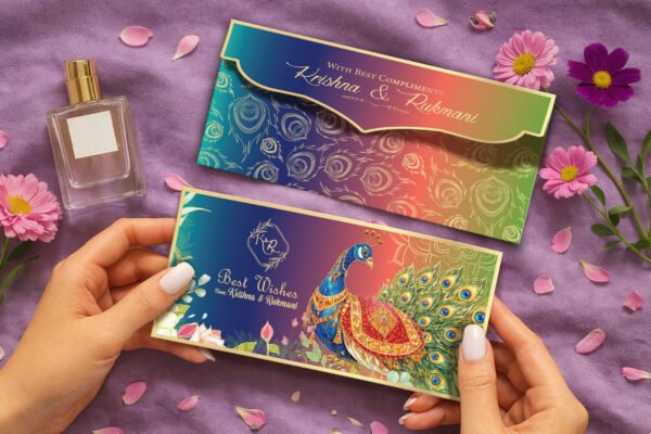 Rajsi Mayur – Personalized Shagun Envelope with Matte (Non Foil) or Gold Foil for Wedding & Festivals
