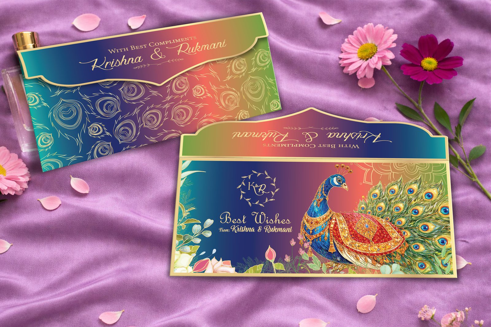 Rajsi Mayur – Personalized Shagun Envelope with Gold Foil for Wedding & Festivals