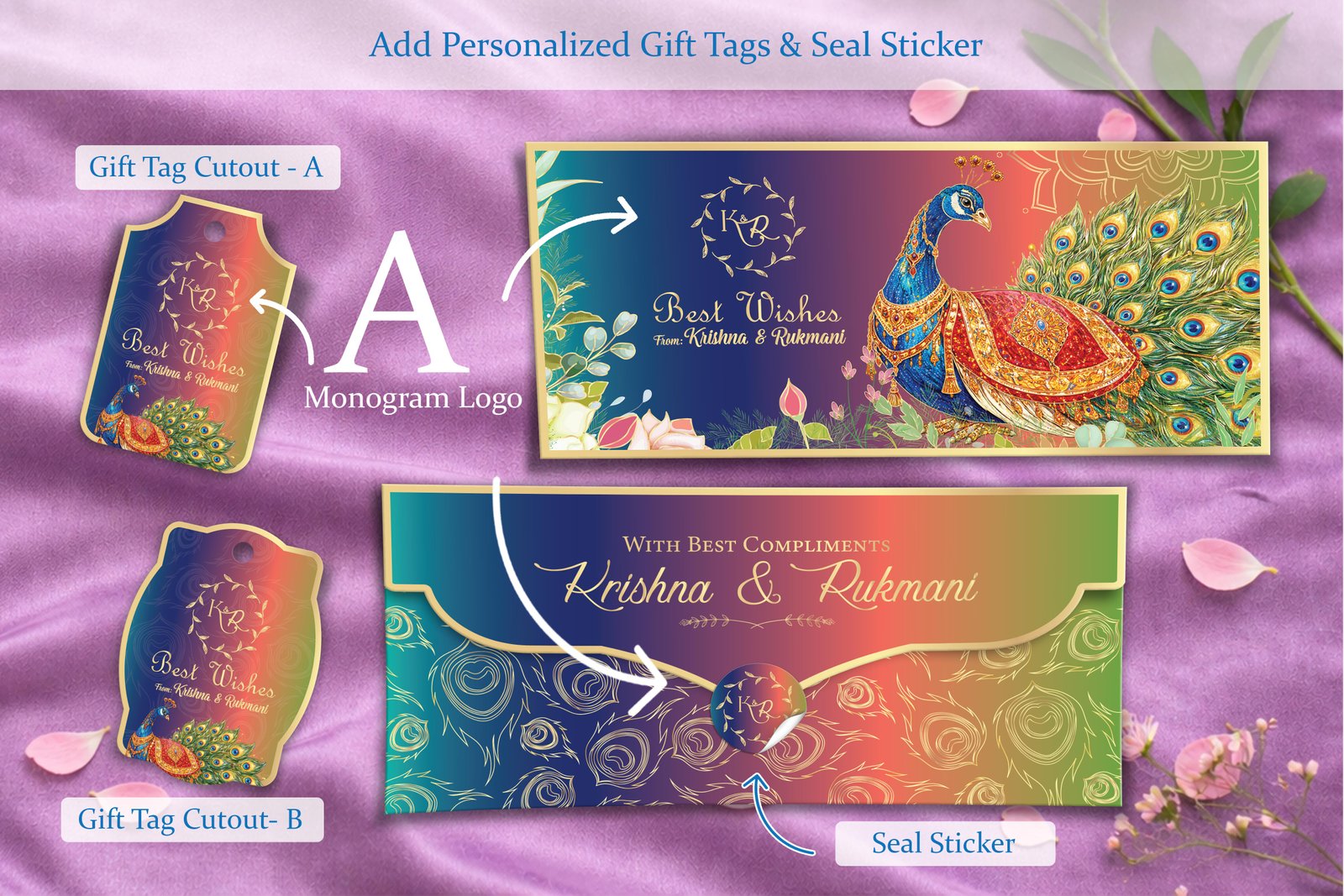 Rajsi Mayur – Personalized Shagun Envelope with Gold Foil for Wedding & Festivals