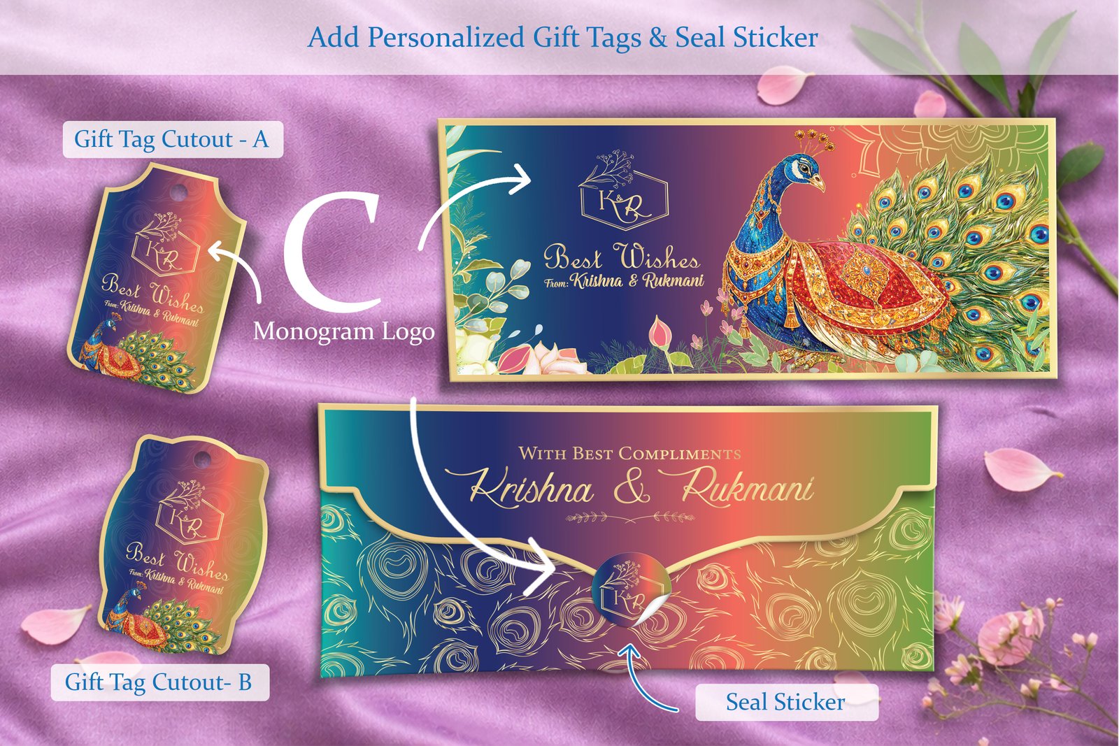 Rajsi Mayur – Personalized Shagun Envelope with Gold Foil for Wedding & Festivals