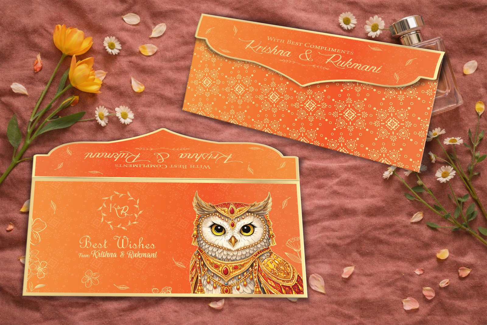 The Golden Guardian – Personalized Shagun Envelope with Gold Foil for Wedding & Festivals