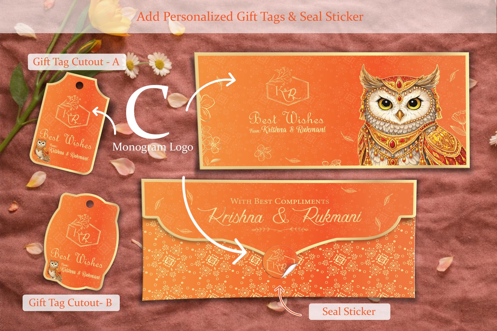 The Golden Guardian – Personalized Shagun Envelope with Gold Foil for Wedding & Festivals